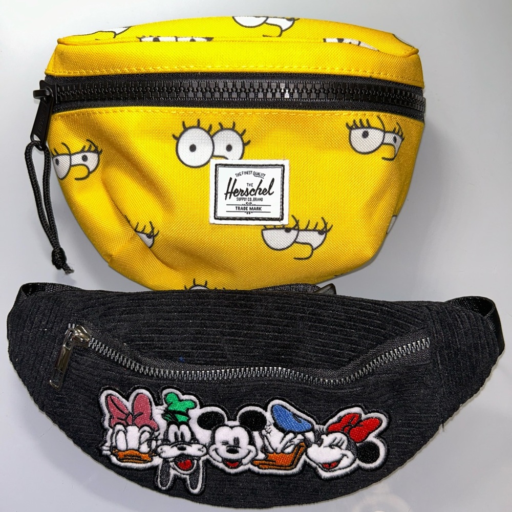Herschel x Simpsons Yellow Waist Bag โ Black Disney Embroidered Waist Bag - NWOT - Picture 2 of 7